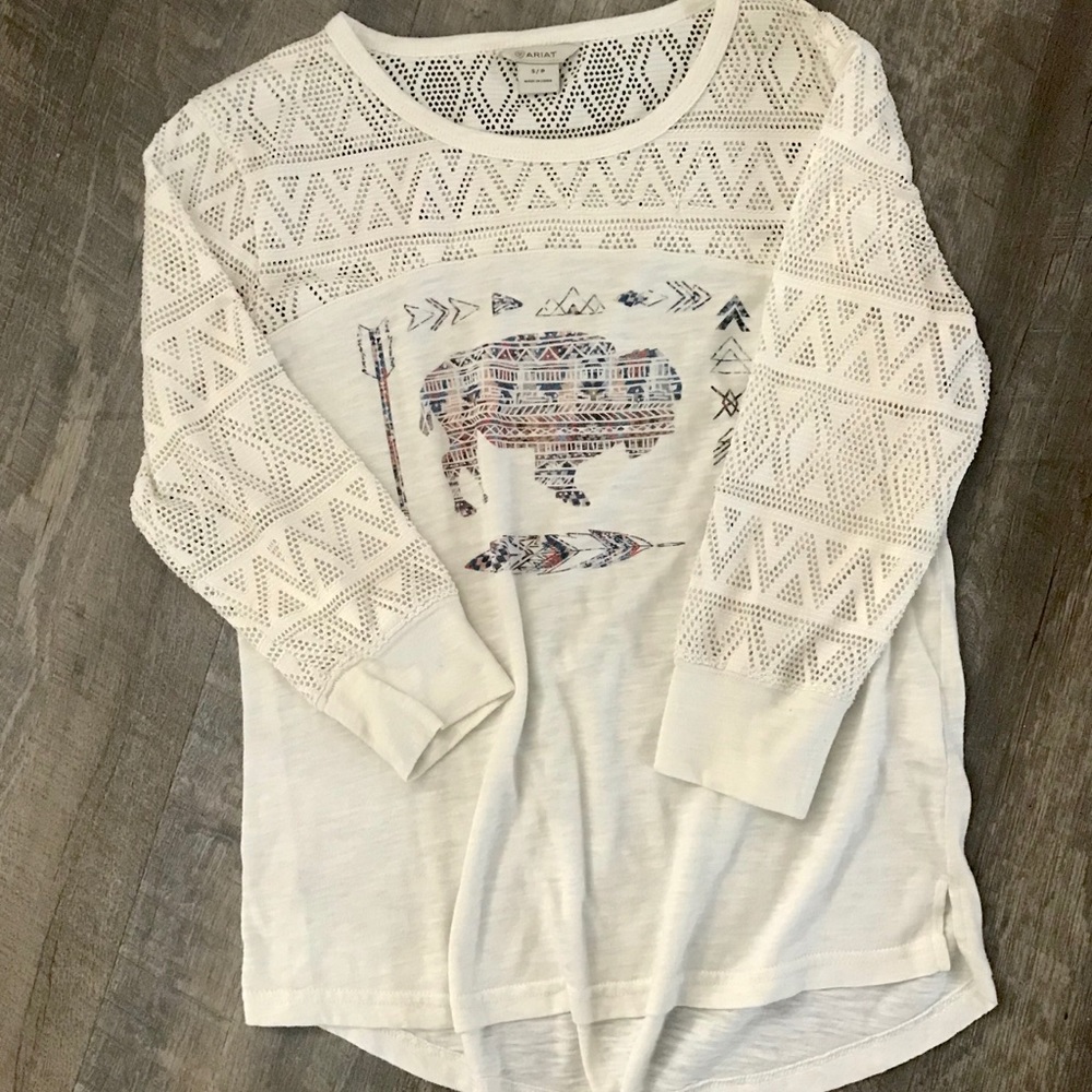 ARIAT Women’s Crochet Sleeve Buffalo Shirt